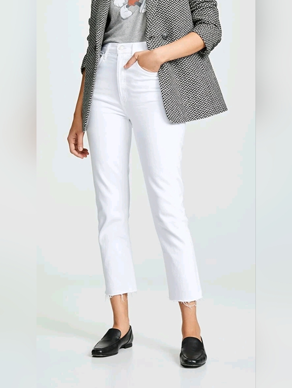 Agolde Riley Hi Rise Straight Crop Blurred White Cotton Button Fly Jeans Sz 26